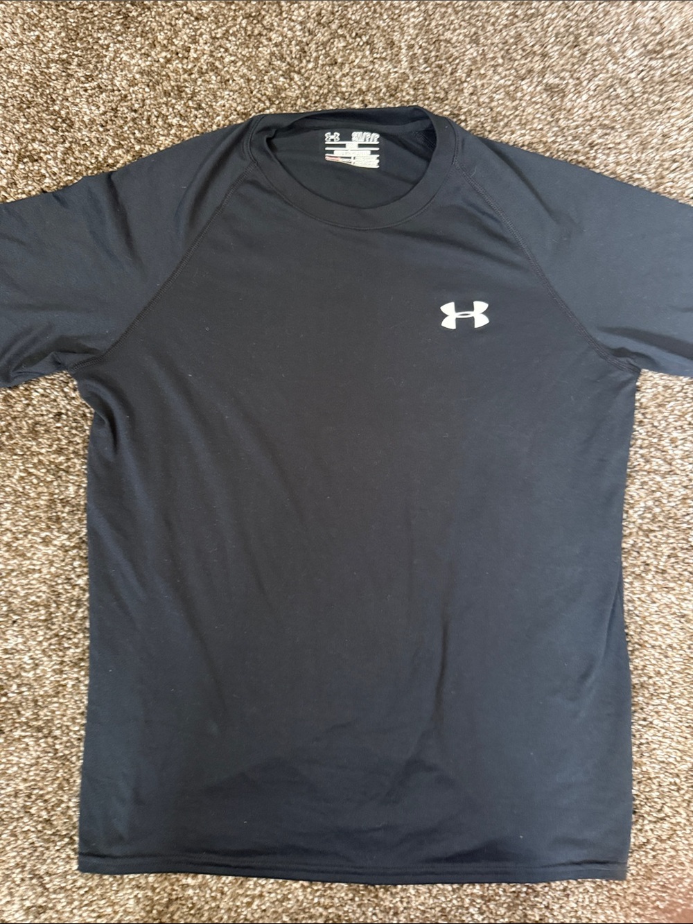 Under Armour Black Short-Sleeve Athletic Tee with White Logo